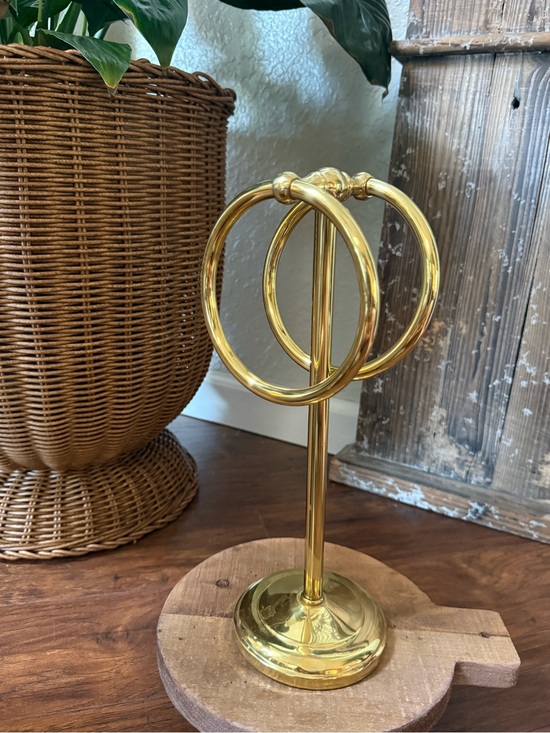 Other - Vintage Solid Brass Double Ring Hand Towel Holder
